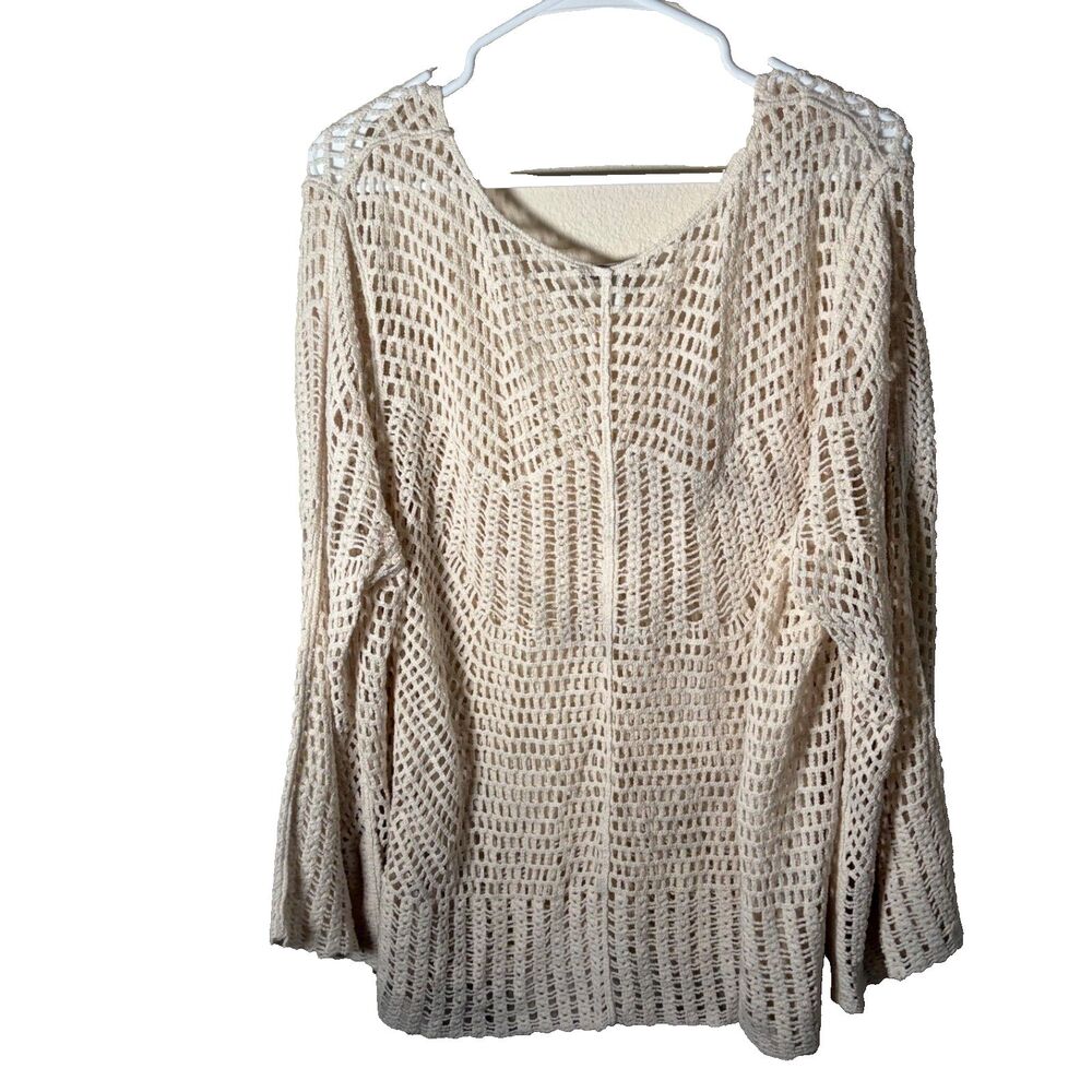 Cato Sweater Women's 22/24W Beige Open Knit Pullover Crochet Casual - Picture 2 of 8